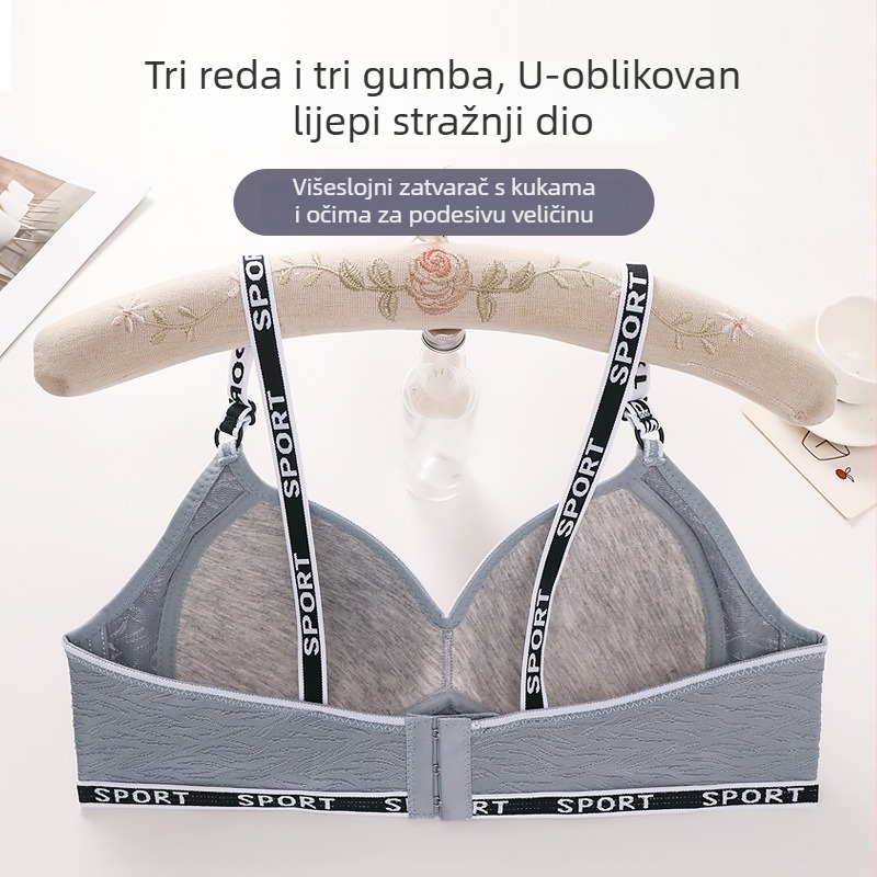 Bežični grudnjak s punim košaricama, Push-Up, podrška leđa i protiv opuštanja; materijal najlon, podstava pamuk; čvrste naramenice; stražnje kopče s tri reda kukica