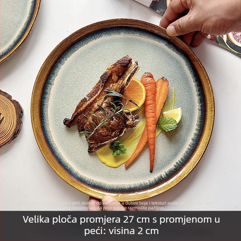 Keramički tanjur za zapadnu kuhinju, retro stil, pod-glazurni premaz, mikrovalna sigurnost, brenda Wood Heart Porcelain Art Workshop