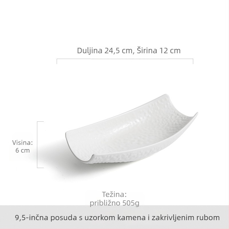 Salatna zdjela, keramička, neobičnog oblika broda, pogodna za hotele i restorane, mikrovalna pećnica pogodna