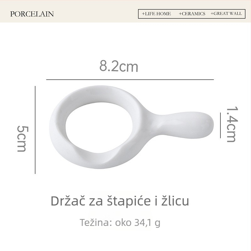Porcelanski držač za štapiće, držač i jastučić za štapiće, moderni minimalistički stil za hotelsku stolnu aranžman, podrijetlo Čaozhou, 1-djelni set