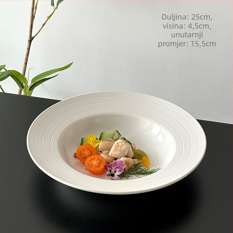 Keramički duboki tanjur za tjesteninu i steak, okrugli, moderan minimalistički stil
