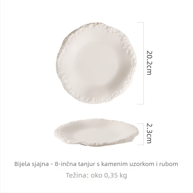 Porcelanski tanjur, okrugli oblik, jednobojni uzorak, moderan minimalistički stil, pogodno za mikrovalnu pećnicu