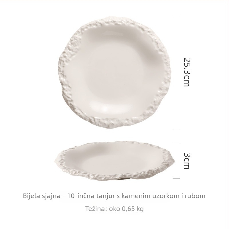 Porcelanski tanjur, okrugli oblik, jednobojni uzorak, moderan minimalistički stil, pogodno za mikrovalnu pećnicu