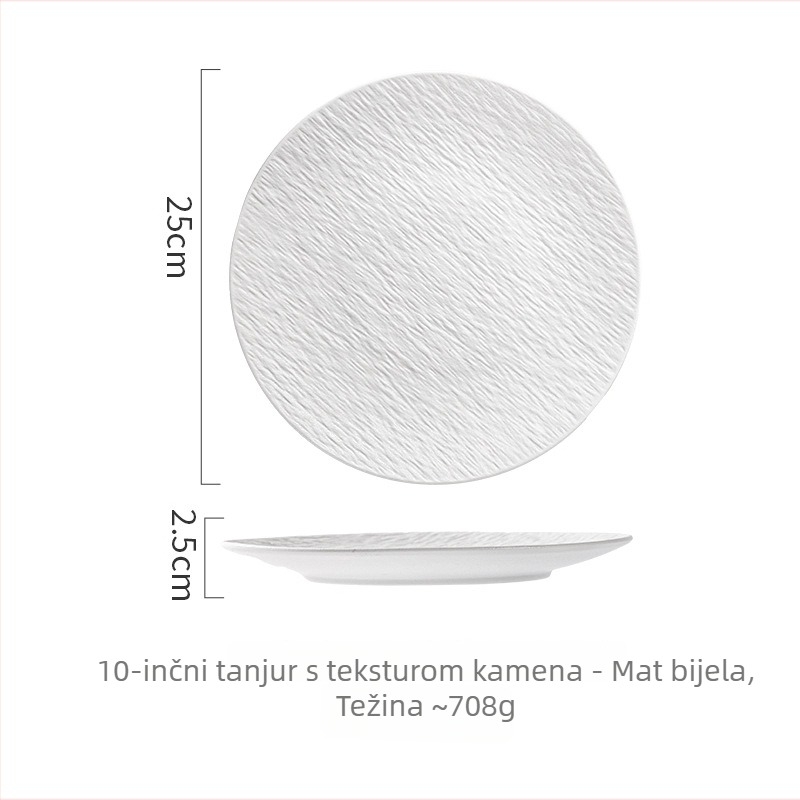 Keramički kružni tanjur, moderan minimalistički stil, prikladan za mikrovalnu pećnicu