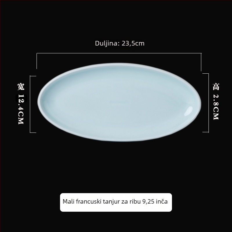 Tanjur za ribu, porcelnasti ovalni oblik, podglazurna površina; pogodan za mikrovalnu i perilicu posuđa