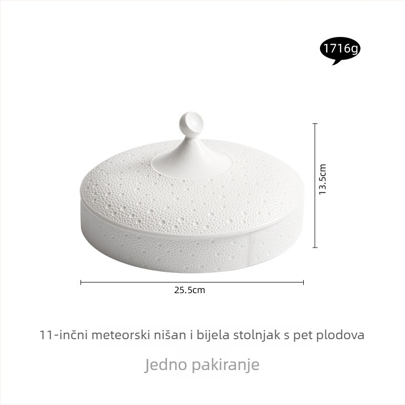 Porcelanski pladanj s podjeljenim pregradama za hotele i restorane, moderni minimalistički stil, nepravilan oblik, jednobojni uzorak, nije pogodan za mikrovalnu pećnicu