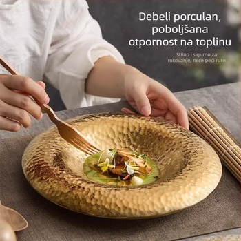 Porcelanski tanjur Qide QX-0365 s nepravilnim oblikom, minimalističko moderni stil, površina pod glazurom, pogodna za mikrovalnu pećnicu