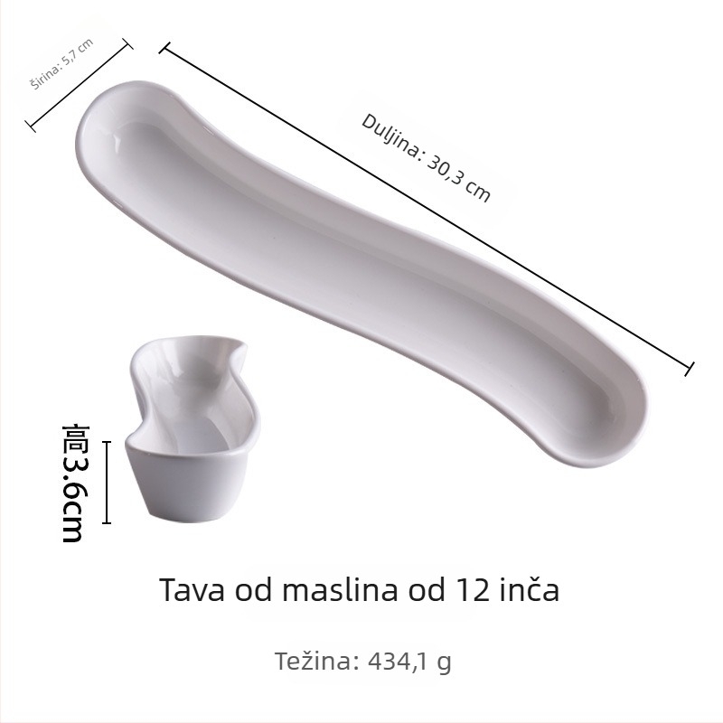 Porcelanski tanjur s nepravilnim oblikom za hotelsku uslugu, mikrovalno siguran, s otiskom logotipa i mogućnošću prilagodbe
