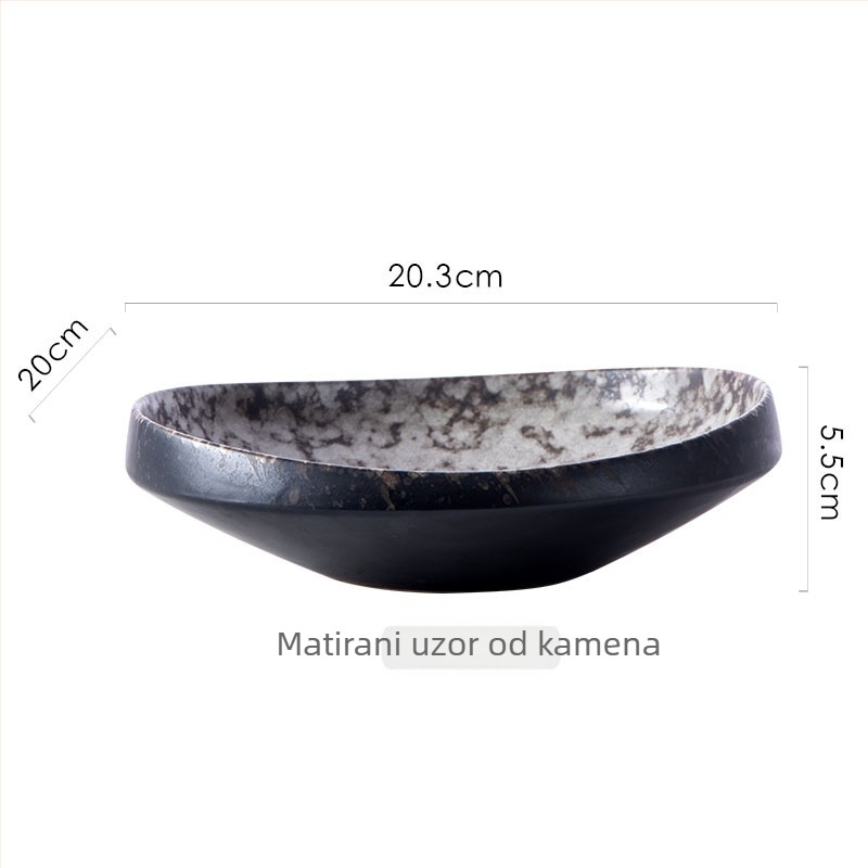 Porcelanski tanjur za salatu, nepravilnog oblika, retro stil luksuza, mikrovalna sigurnost, prilagodljiv