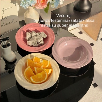 Duboka keramička tanjura s podglazurnim površinskim slojem, mikrovalna sigurna, prilagodljiva