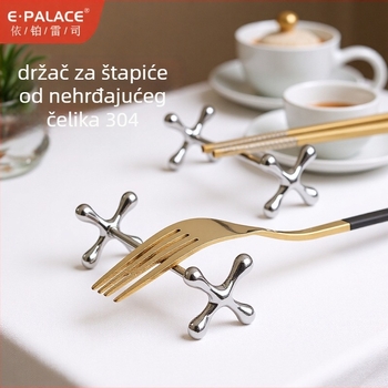 Hotelski metalni držač za štapiće i posuđe, cinkova legura, elektroplatirani završetak, moderan minimalistički dizajn, brend E-PALACE, 2-djelni set, mogućnost prilagođavanja