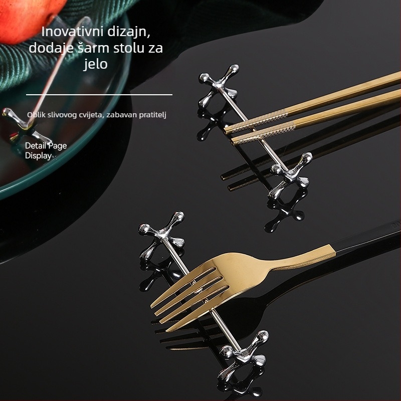 Hotelski metalni držač za štapiće i posuđe, cinkova legura, elektroplatirani završetak, moderan minimalistički dizajn, brend E-PALACE, 2-djelni set, mogućnost prilagođavanja