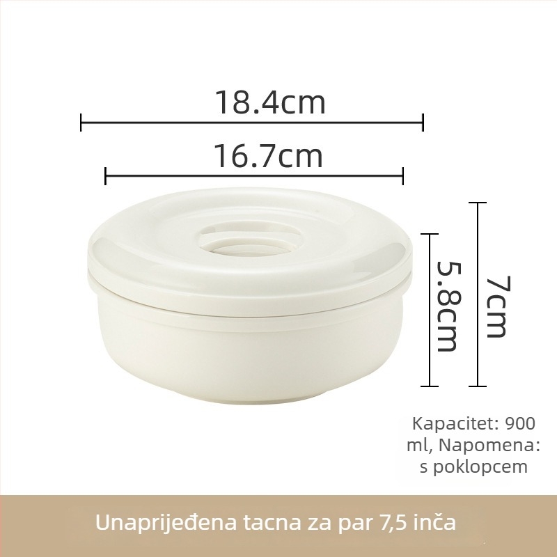 Porcelanska posuda za kuhanje na pari s poklopcem, za jaja, juhe i pareno meso — mikrovalna sigurnost, spremna za poklon, prilagodljiva