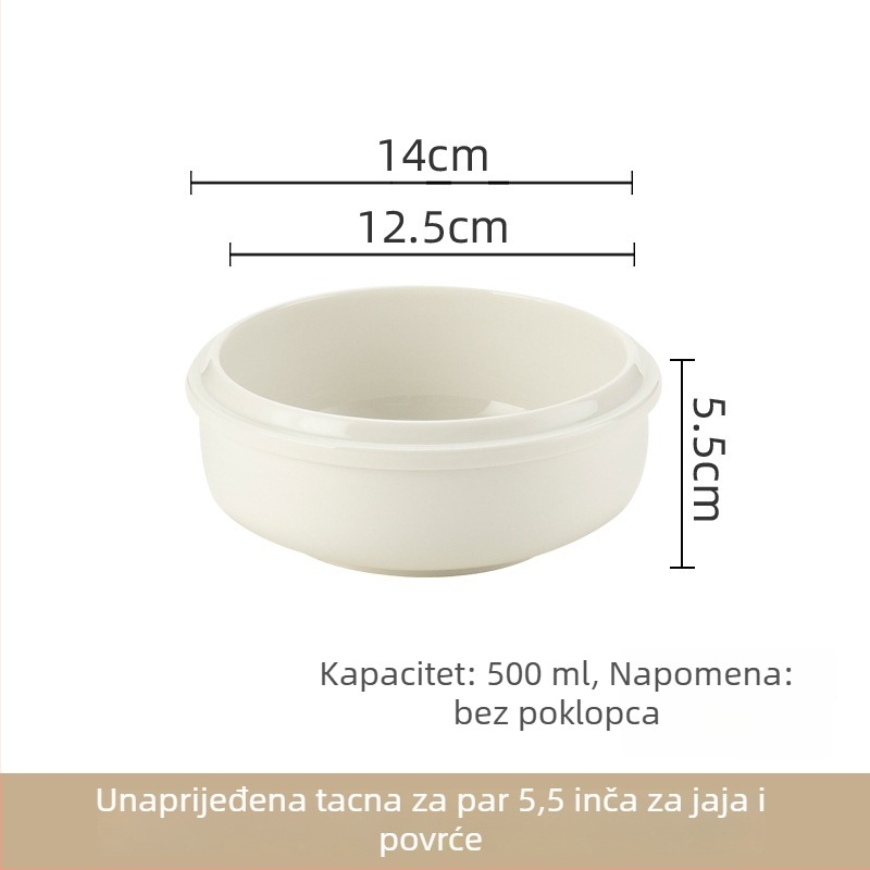 Porcelanska posuda za kuhanje na pari s poklopcem, za jaja, juhe i pareno meso — mikrovalna sigurnost, spremna za poklon, prilagodljiva