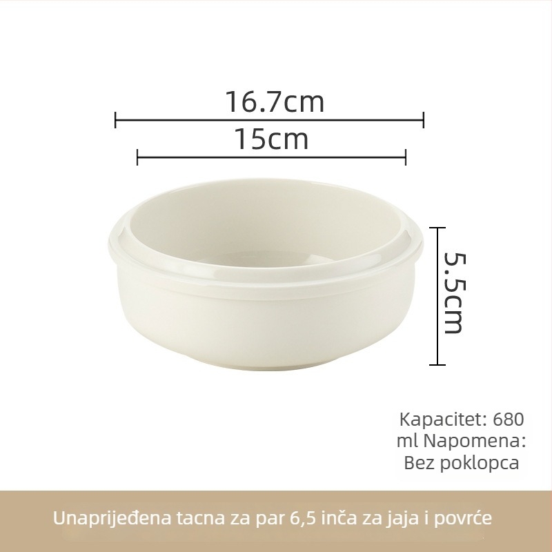 Porcelanska posuda za kuhanje na pari s poklopcem, za jaja, juhe i pareno meso — mikrovalna sigurnost, spremna za poklon, prilagodljiva