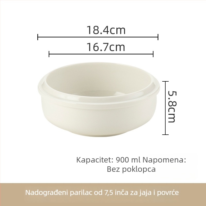 Porcelanska posuda za kuhanje na pari s poklopcem, za jaja, juhe i pareno meso — mikrovalna sigurnost, spremna za poklon, prilagodljiva