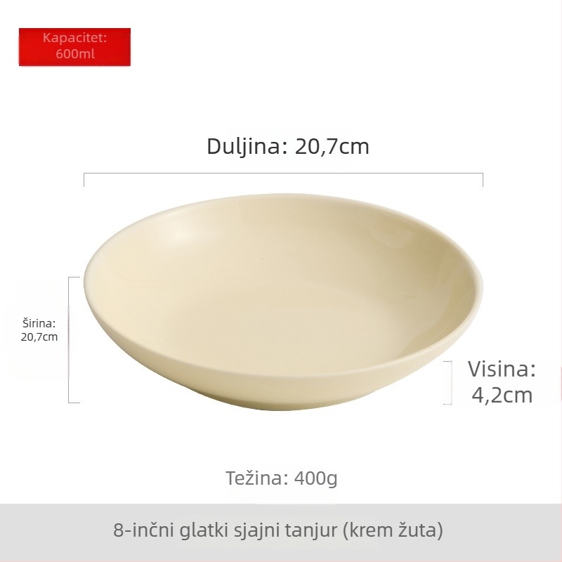 Keramički tanjur nordičkog stila, okruglog oblika, s površinom pod glazurom, pogodan za mikrovalnu