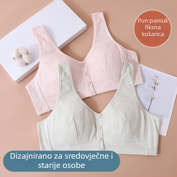 Plus veličina grudnjaka s prednjim kopčanjem, bez žičica, pamukasti karirani uzorak, za žene i starije, udoban i prozračan