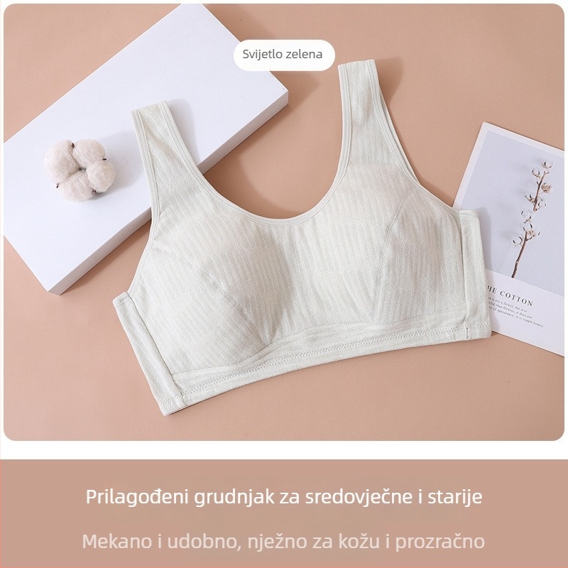 Plus veličina grudnjaka s prednjim kopčanjem, bez žičica, pamukasti karirani uzorak, za žene i starije, udoban i prozračan