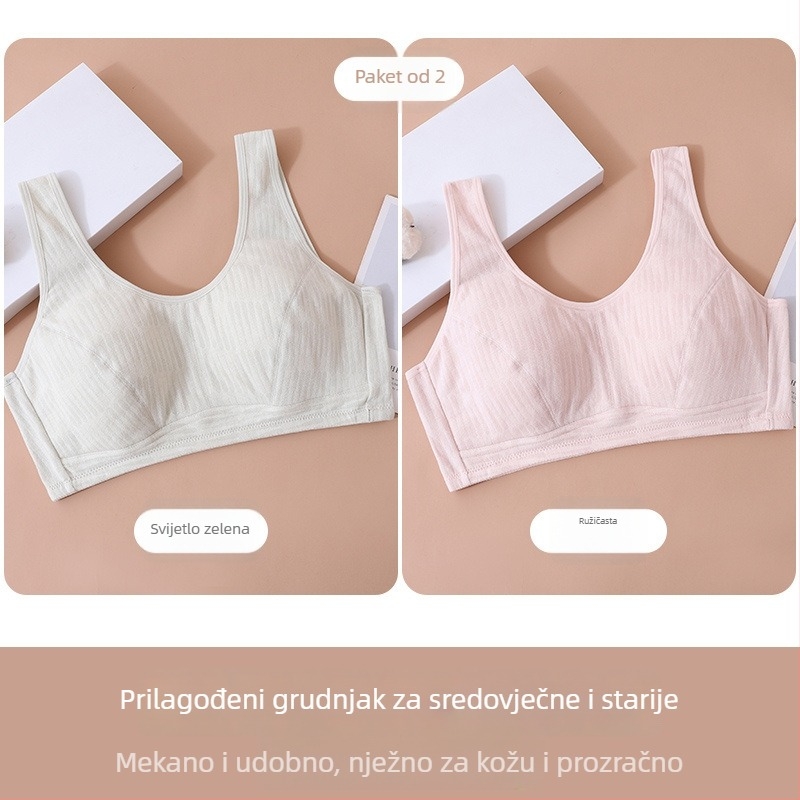 Plus veličina grudnjaka s prednjim kopčanjem, bez žičica, pamukasti karirani uzorak, za žene i starije, udoban i prozračan
