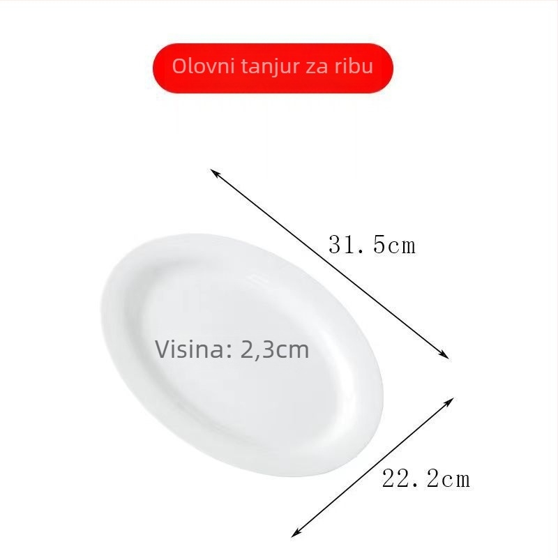 Tengjing pločica od kostnog porculana za ribu, okrugla, s logom, mikrovalno sigurna, prilagodljiva, >45% praška kostiju
