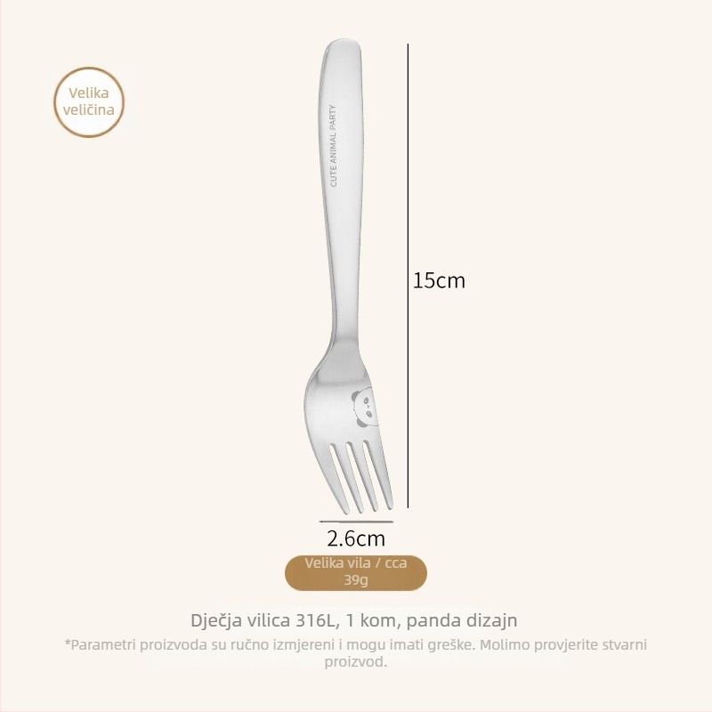 Žlica za djecu, nehrđajući čelik, panda dizajn, ogledni završni premaz