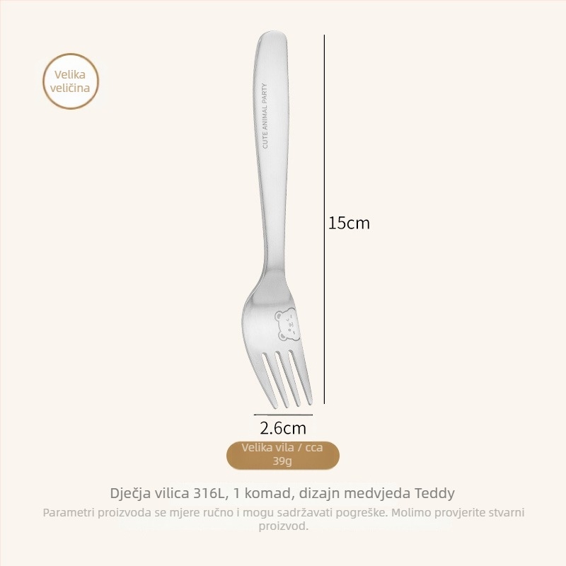 Žlica za djecu, nehrđajući čelik, panda dizajn, ogledni završni premaz