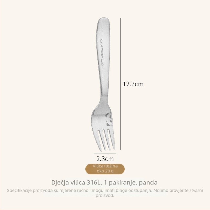 Žlica za djecu, nehrđajući čelik, panda dizajn, ogledni završni premaz