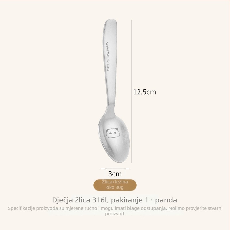Žlica za djecu, nehrđajući čelik, panda dizajn, ogledni završni premaz
