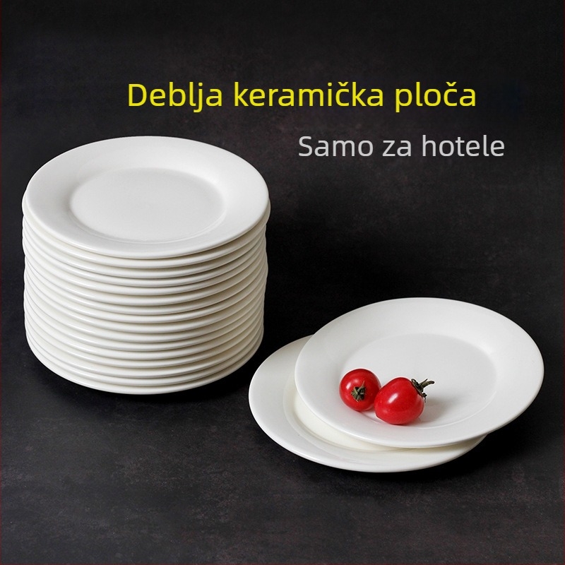 Keramički plosnati tanjur, okrugli, mikrovalna sigurna, mogućnost tiska logotipa
