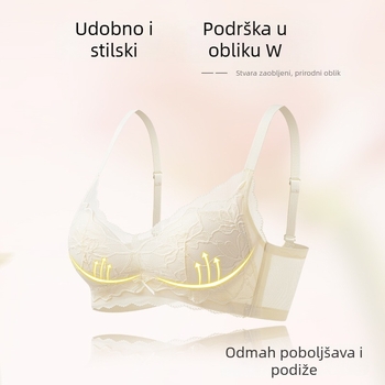 Čipkasti push-up grudnjak za žene, bez žice, 3/4 košarica, srednji oblik košarica, najlon tkanina, Modal podstava, stražnje zatvaranje s četiri reda kukica