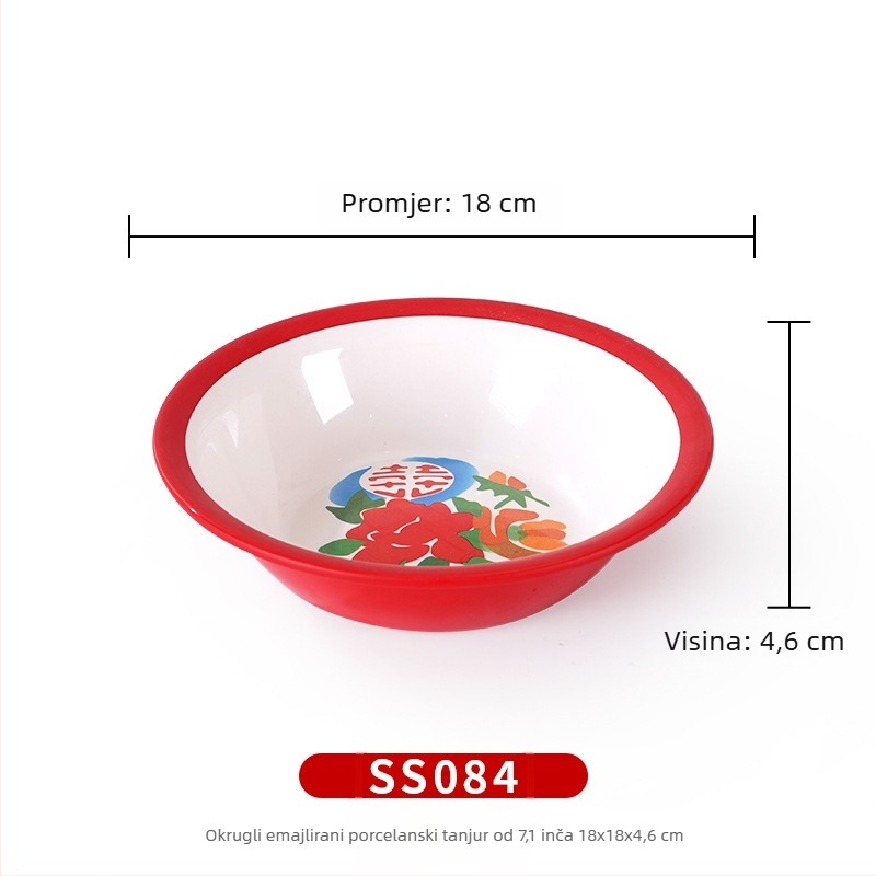 Duboki melamin posuda s cvjetnim uzorkom, novi kineski stil, okrugla, površina s decalima