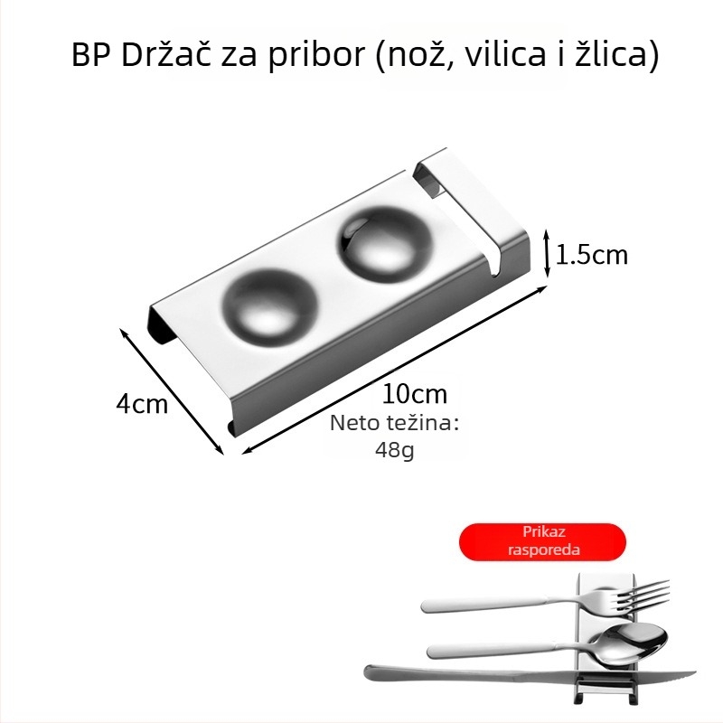 Držač posuđa od nehrđajućeg čelika, ogledno-polirana površina, dvodijelni set, integrirani dizajn, kreativni uzorak