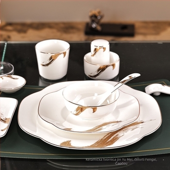 Set hotelskog posuđa od bone china (>36% bone china), lagani luksuz, prilagodba, tiskanje loga, kategorija: hotelska stolna posuda