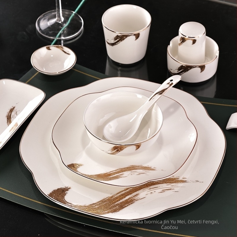 Set hotelskog posuđa od bone china (>36% bone china), lagani luksuz, prilagodba, tiskanje loga, kategorija: hotelska stolna posuda