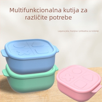 Silikonska kutija za ručak, kvadratnog oblika, izolirana, pogodna za mikrovalnu pećnicu, moderan minimalistički stil, višeslojna Bento kutija