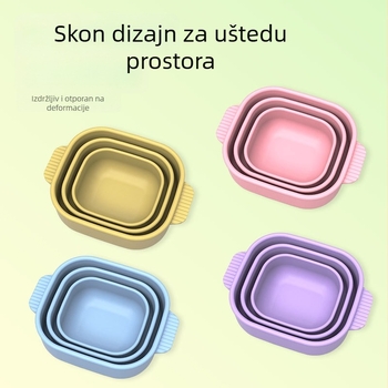 Silikonska kutija za ručak, kvadratnog oblika, izolirana, pogodna za mikrovalnu pećnicu, moderan minimalistički stil, višeslojna Bento kutija