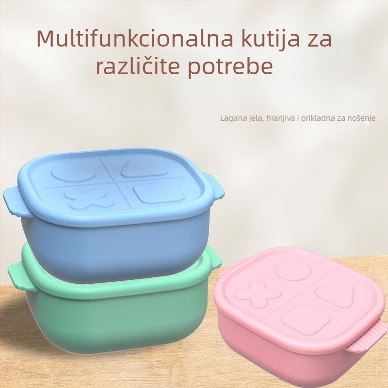 Silikonska kutija za ručak, kvadratnog oblika, izolirana, pogodna za mikrovalnu pećnicu, moderan minimalistički stil, višeslojna Bento kutija