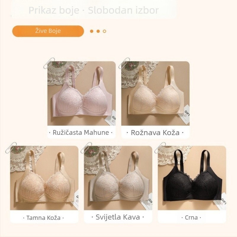 Lateksni grudnjak s čipkom, bez žice, 3/4 košarice, tanke šalice, push-up