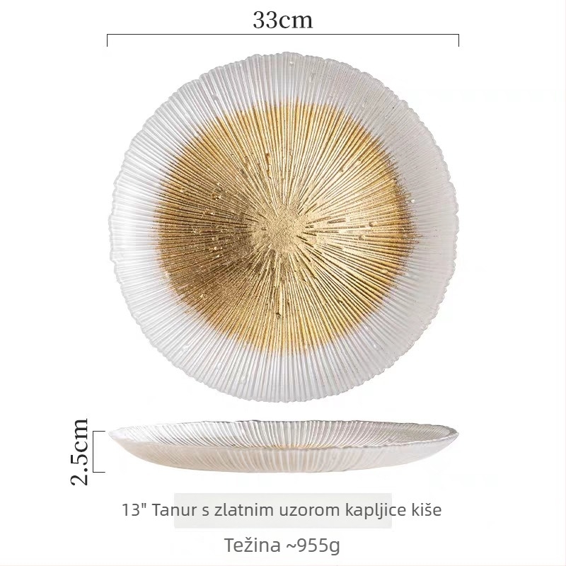 Staklena plitka ploča, kružnog oblika, mat glazura, moderan minimalistički stil, premium proizvod, za hotelsku upotrebu, mogućnost prilagođavanja i otiska logotipa