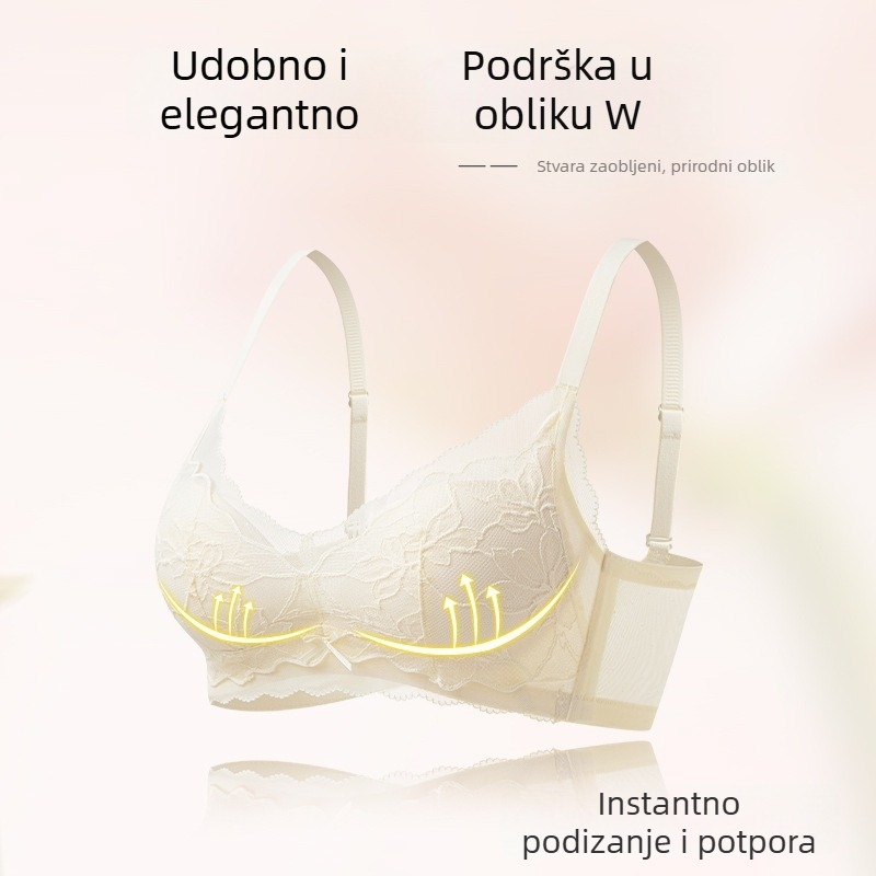 Ženski grudnjak od čipke, bez kostiju, košarica 3/4, srednje oblikovane košarice, najlon materijal, modal podstava, nježna podrška