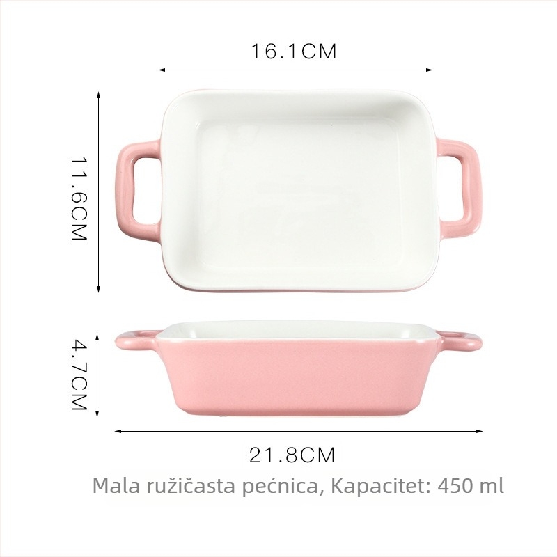 Porcelanska posuda za pečenje, kvadratnog oblika, kompatibilna s mikrovalnom, podglazirani završni premaz, Jia Yixin, moderni minimalistički stil