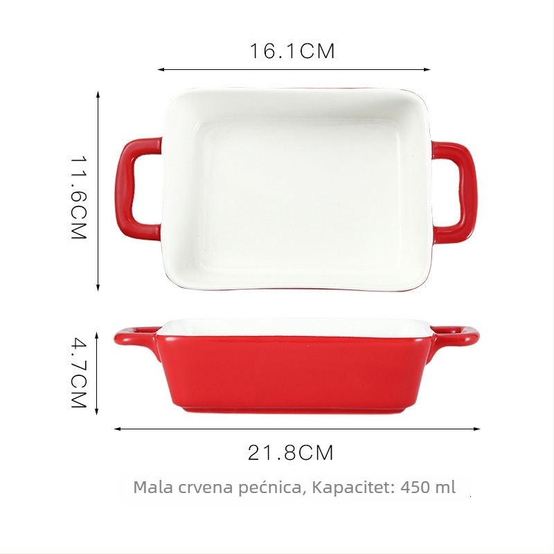 Porcelanska posuda za pečenje, kvadratnog oblika, kompatibilna s mikrovalnom, podglazirani završni premaz, Jia Yixin, moderni minimalistički stil