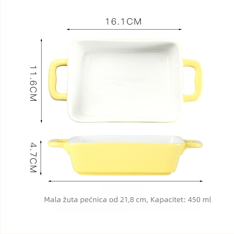 Porcelanska posuda za pečenje, kvadratnog oblika, kompatibilna s mikrovalnom, podglazirani završni premaz, Jia Yixin, moderni minimalistički stil