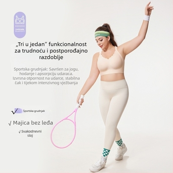 Bešivni grudnjak za plus veličinu za velike grudi — minimizacija, podizanje, bočna podrška, lijep stražnji dio, sportski dizajn.