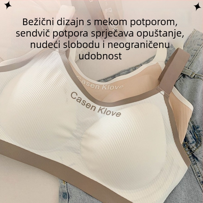 Plus-size bešivna sportska grudnjica za žene s velikim grudima, bez žica, s podrškom za leđa i bočnom podrškom, 3/4 košarica