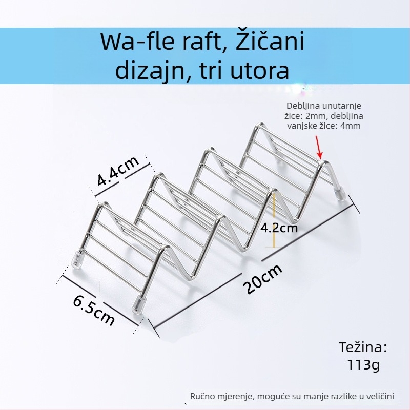 Stalak od nehrđajućeg čelika za tacosa i tortilu, V-oblik, više odjeljaka, 2 ili 3 odjeljka