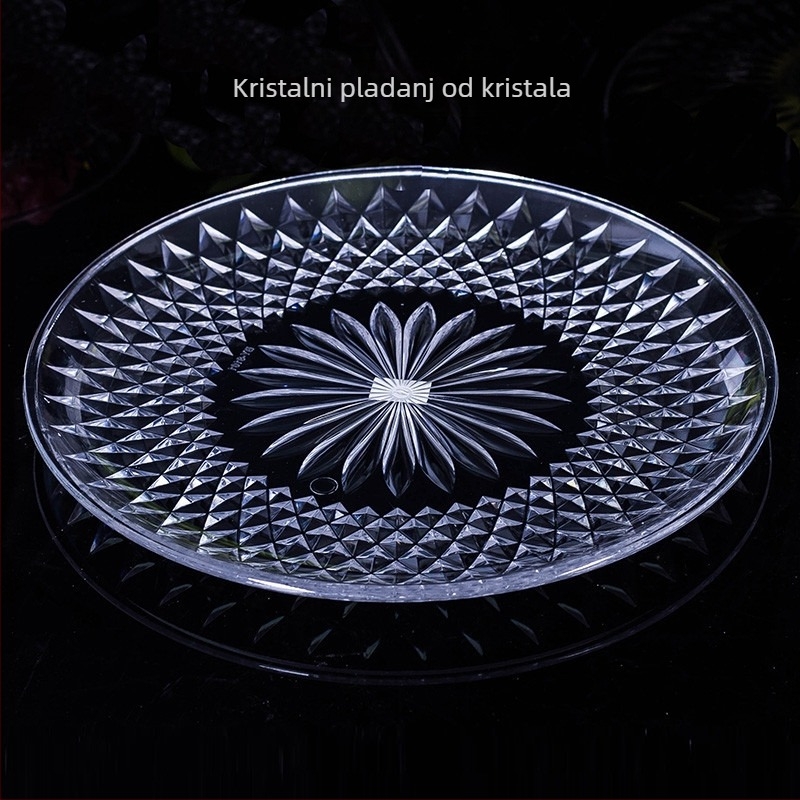 Kreativni akrilni tanjur za voće, kružnog oblika, proziran, s mogućnošću otiska logotipa
