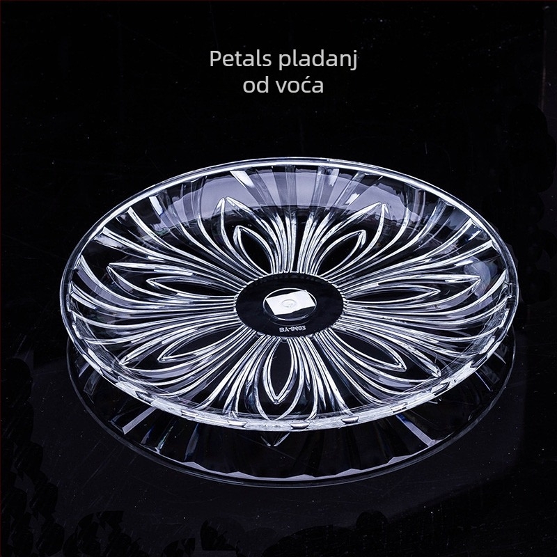 Kreativni akrilni tanjur za voće, kružnog oblika, proziran, s mogućnošću otiska logotipa
