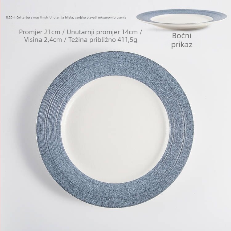 Regular Hall porculanski tanjur za večeru, okrugli oblik, otporan na mikrovalnu, podglazurni jednobojni završni sloj, otisnut logotip, mogućnost prilagodbe obrade